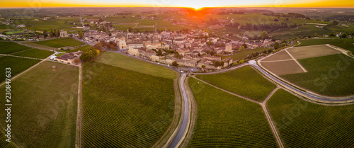 Aerial View, Bordeaux vineyards, Saint-Emilion, Aquitaine area of the Gironde department, France