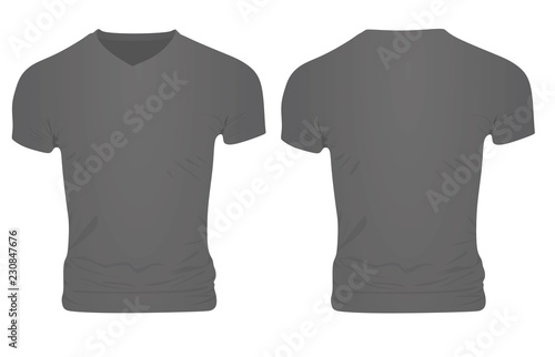 Grey v neck t shirt. vector illustration