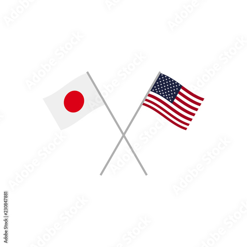 Japan and usa flags photo