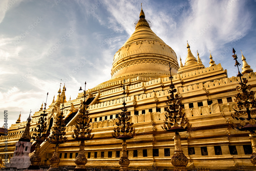 Shwezigon Pagoda in Pagan, Myanmar