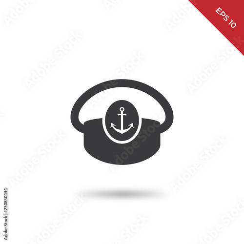 Boat captain hat vector icon