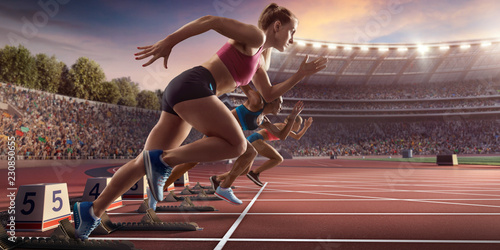 Photos Female athletes sprinting