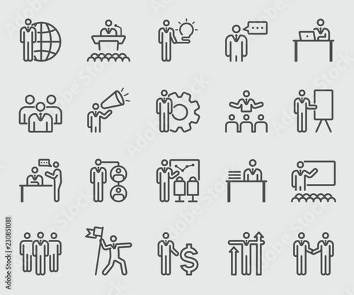 Line icons set for Leadership