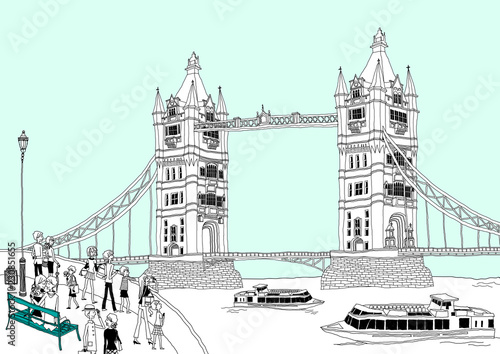 Side view of tourists standing by railing looking at sea