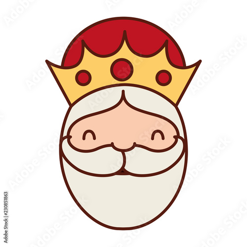 cute wise king face character