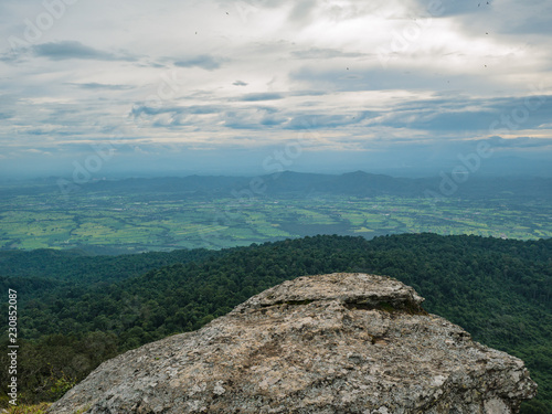 Rocky cliff with beautiful View from Khao Luang mountain in Ramkhamhaeng National Park,Sukhothai province Thailand