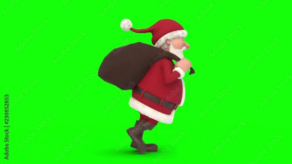 Seamless looping animation of a cartoon Santa Claus running on a green background. Side view. High quality 3d animation Seamless looping animation of a cartoon Santa Claus running on a green background. Side view. High quality 3d animation