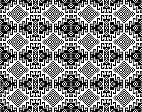 Seamless black geometric ethnic pattern. Traditional Asian kilim style.