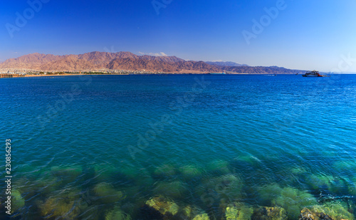 The city of Aqaba in Jordan and the Gulf of Aqaba of the Red Sea photo