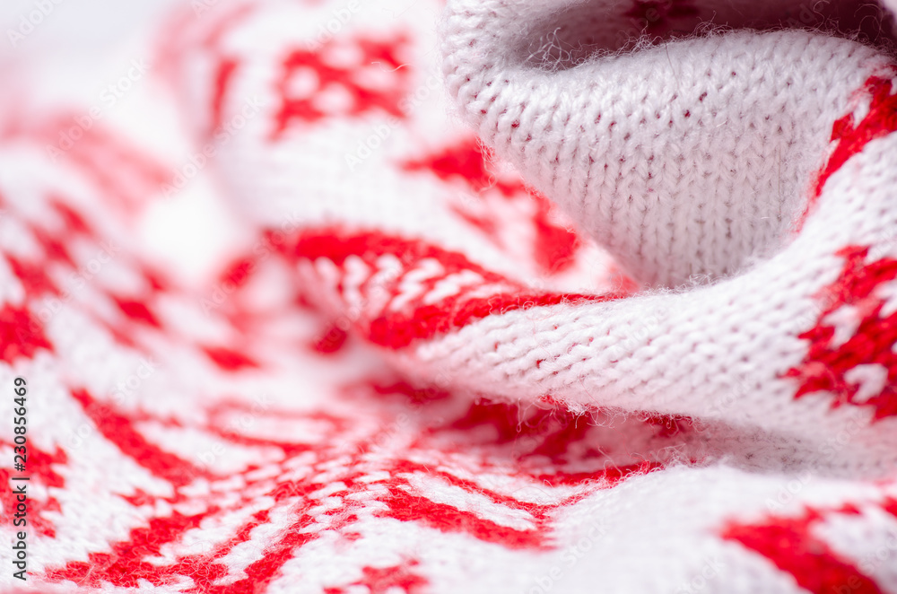 Plaid warm white red fabric texture material new year on blur background Plaid warm white red fabric texture material new year on blur background