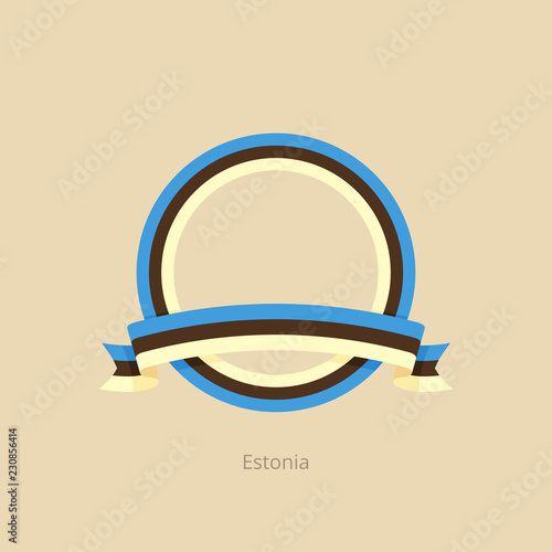 Ribbon and circle with flag of Estonia