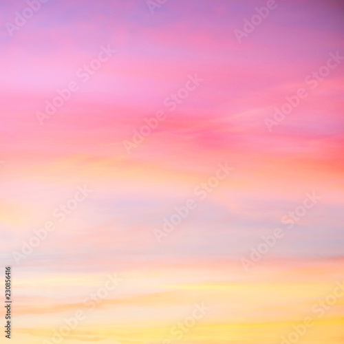 Sky in the pink and blue colors. effect of light pastel colored of sunset clouds cloud on the sunset sky background with a pastel color 