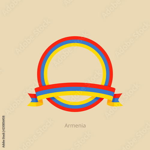 Ribbon and circle with flag of Armenia