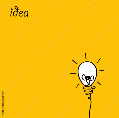 Many lamps. Light bulbs icon concept of idea. Vector on yellow background. Contour line.