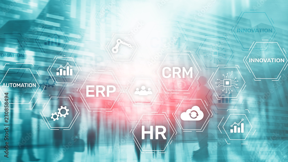 ERP, Business innovation concept on blurred background. ERP, Business innovation concept on blurred background.