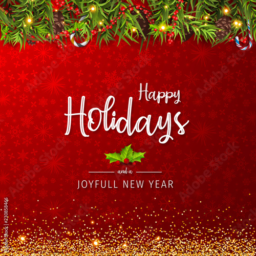 Happy Holidays and Joyful New Year Greeting Card. Happy Holidays and Joyful New Year Vector Design.