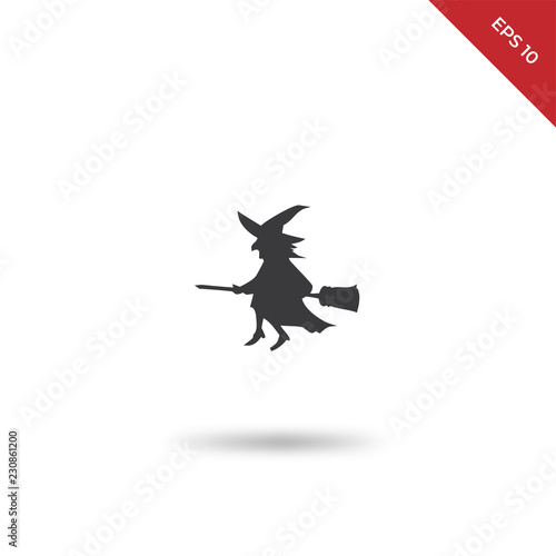Flying broom vector icon