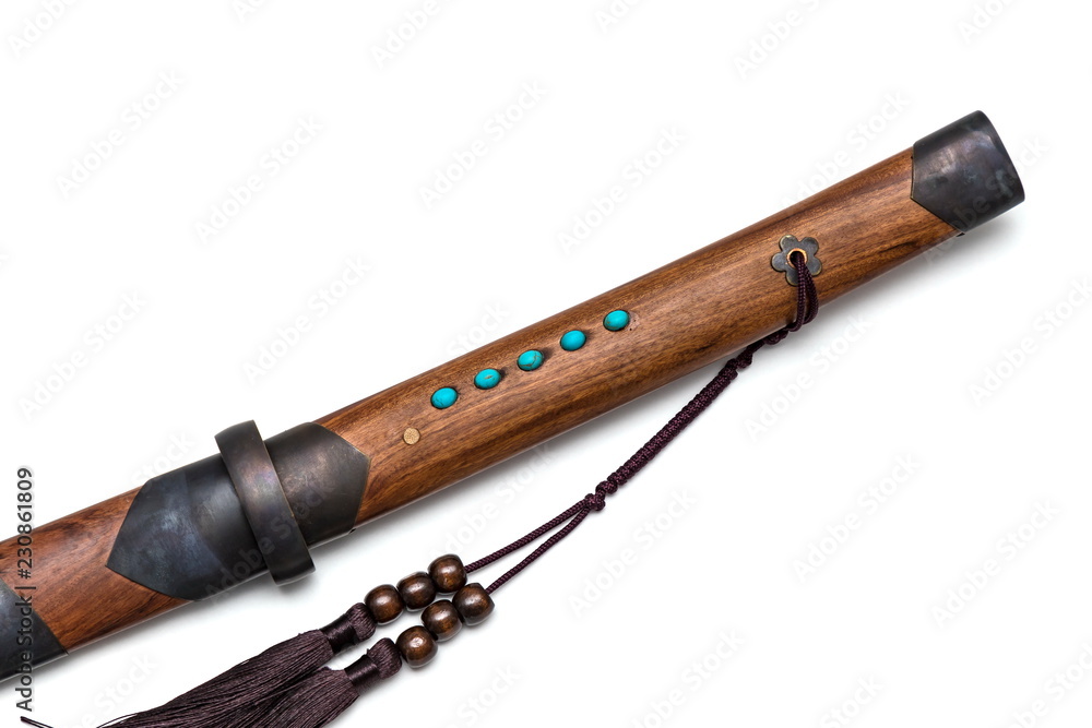 Wooden Tsuka : handle of Japanese sword isolated in white background. Wooden Tsuka : handle of Japanese sword isolated in white background.