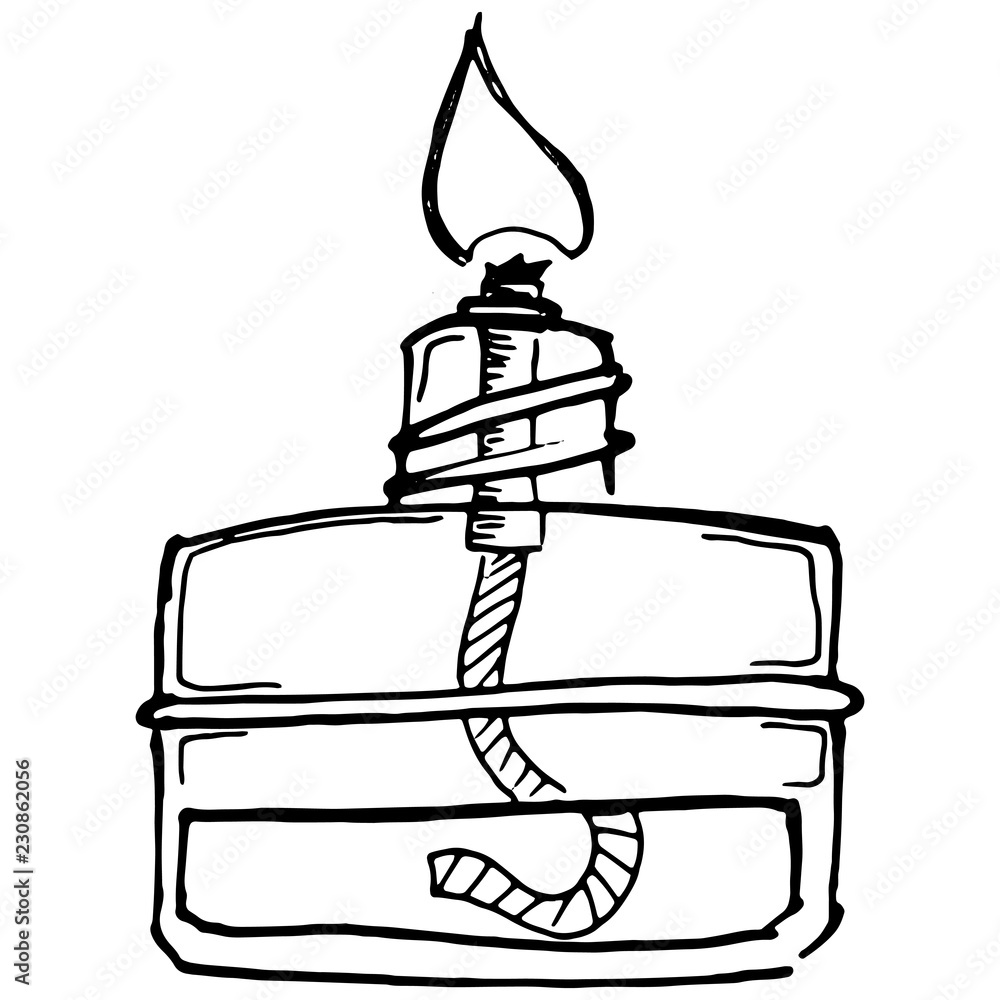 Chemical burner. Vector illustration of an alcohol burner. Hand drawn