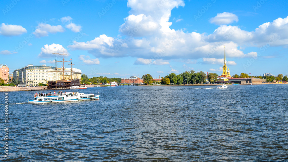 Saint-Petersburg. Pleasure boat in the Neva river Saint-Petersburg. Pleasure boat in the Neva river