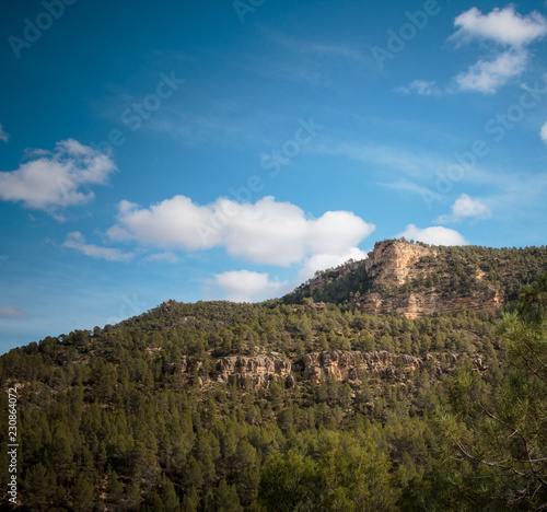 Panorama of rocky mountains and beautiful sky. Spain, Valencian comunidad.