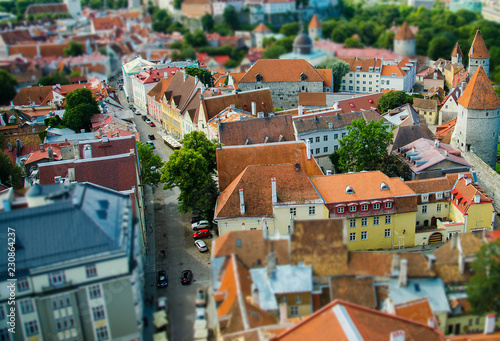Old Toy Small Town of Tallinn with traditional red tile roofs, Estonia