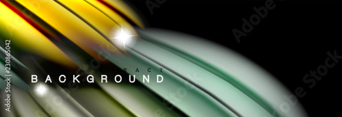 Mixing color waves on black, liquid flowing shapes