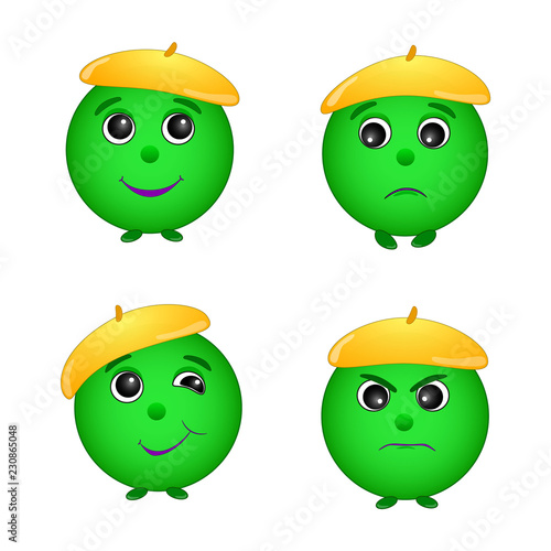 Set of green smiley emotion smiley face illustration in vector
