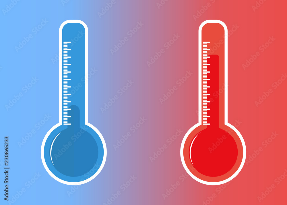 Illustration of cold and hot thermometer icon. Temperature. Illustration of cold and hot thermometer icon Illustration of cold and hot thermometer icon. Temperature. Illustration of cold and hot thermometer icon