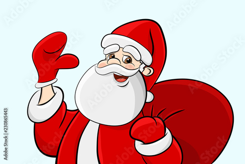 Funny Santa Claus. Cheerful cartoon character. Cartoon Vector Illustration.