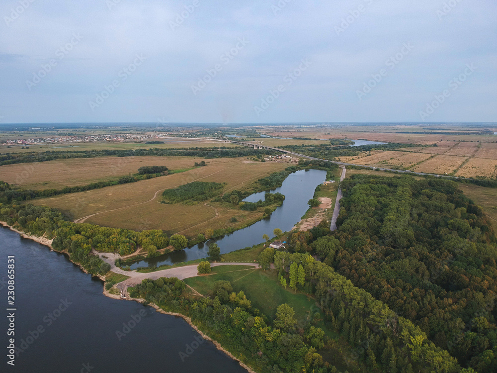 View of the great Oka river from a height