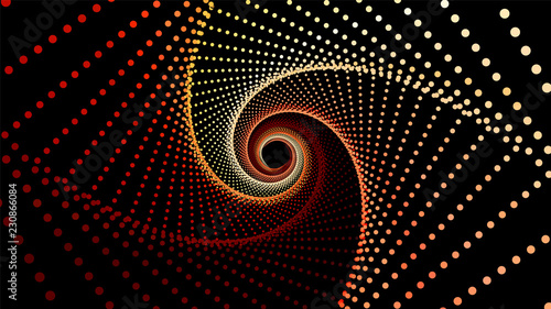 Vector infinite rhombic or square twisted colorful tunnel of shining flares. Glowing points form tunnel sectors. Abstract cyber colorful background for your designs. Geometric wallpaper