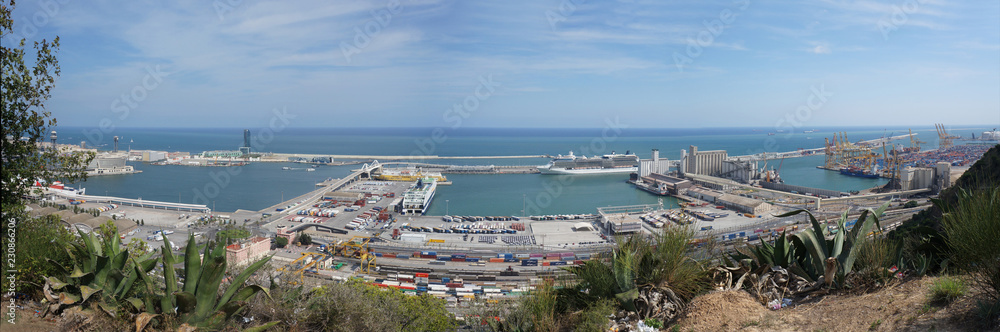 Panorama of the port of Barcelona