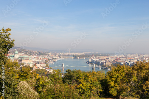 Budapest. Hungary. A view of the city from Mount Gellert.