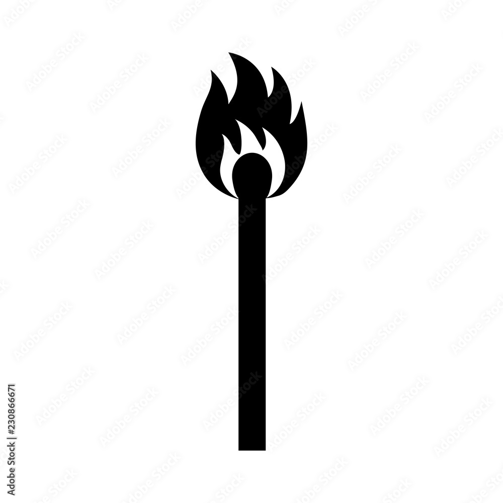 Burning match. Black silhouette. Vector illustration Burning match. Black silhouette. Vector illustration