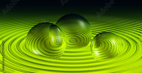 futuristic spheres with water ripples 