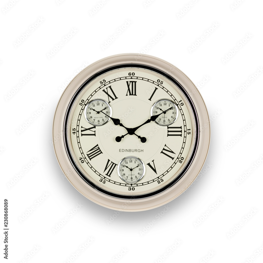 Black clock on a white wall at 10 to 2. Black clock on a white wall at 10 to 2.