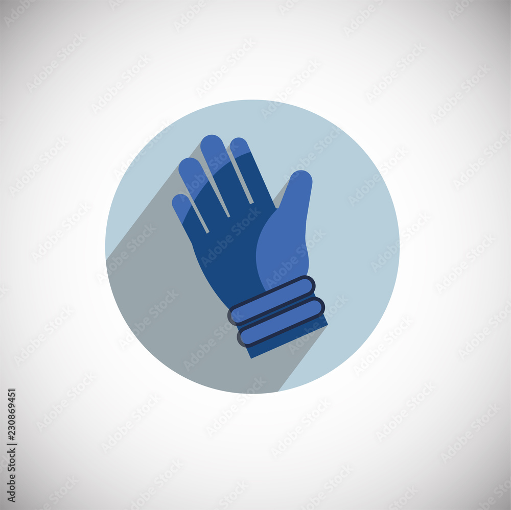 Ski glove on flat background icon Ski glove on flat background icon