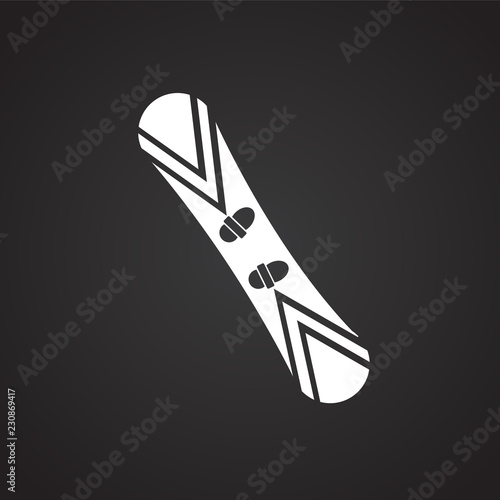 Snowboard on black background icon