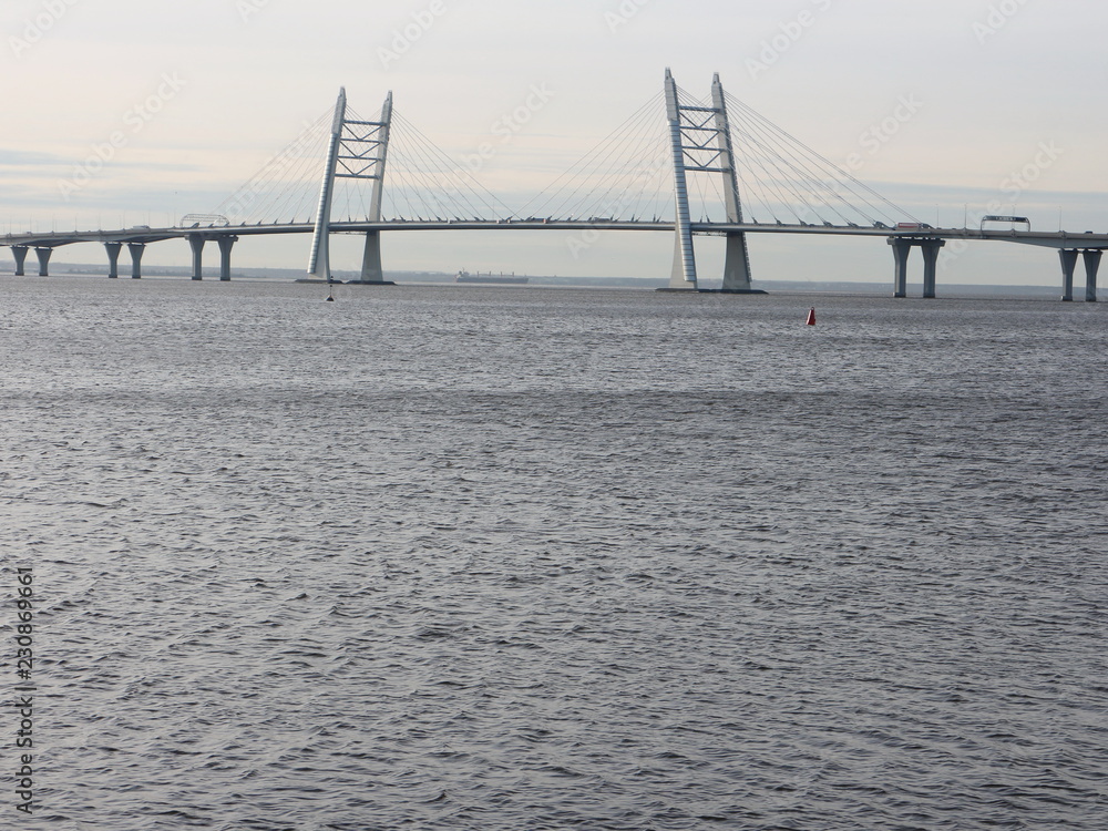 custom made wallpaper toronto digitalSeascape with cable-stayed bridge