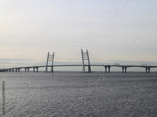 Wallpaper Mural Seascape with cable-stayed bridge Torontodigital.ca