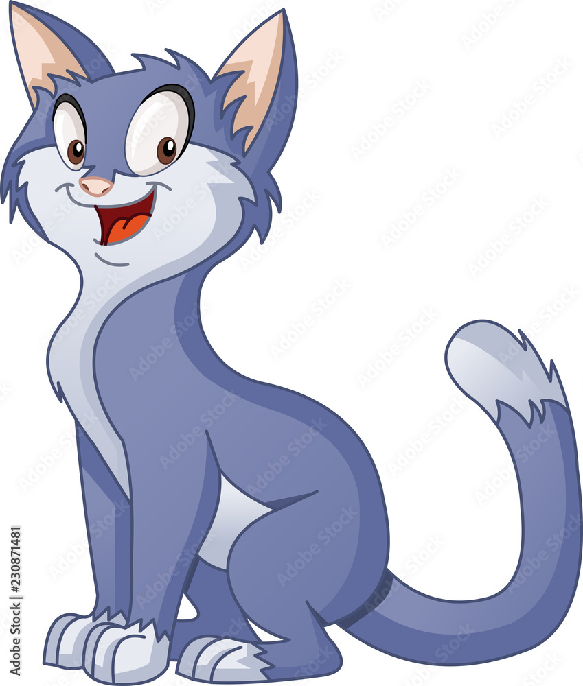 Cartoon cat. Funny Pets vector illustration. - Stock