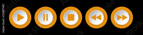 orange, white round music control buttons set