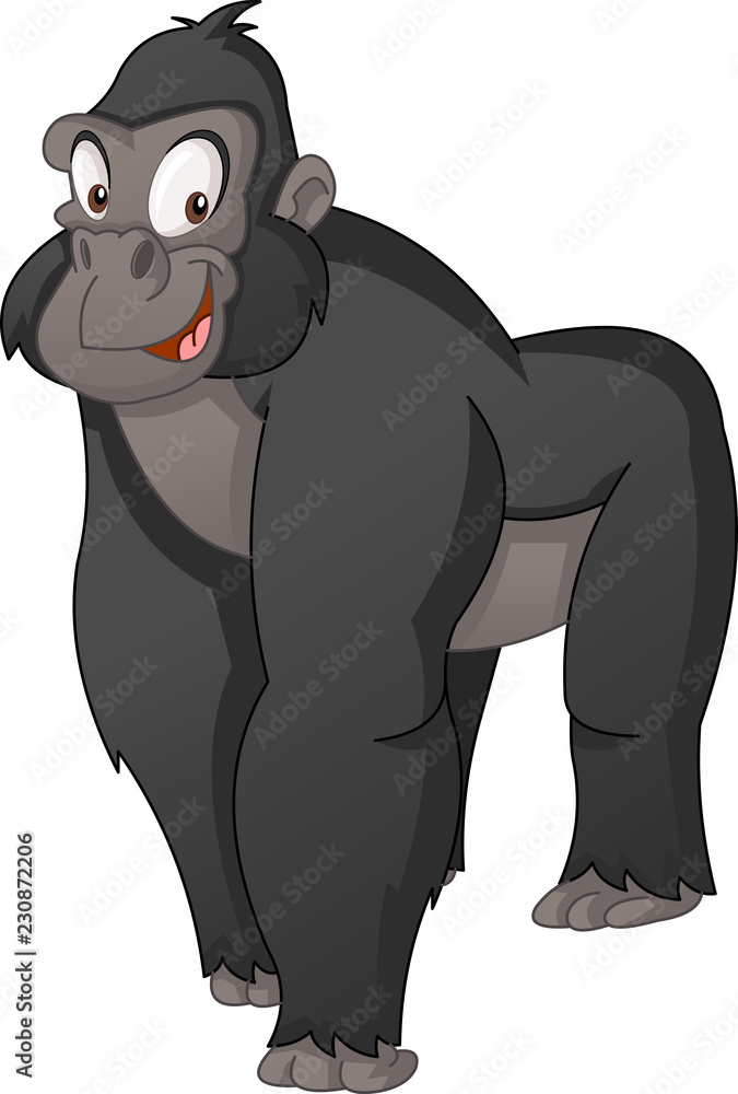 Cartoon cute gorilla. Vector illustration of funny happy animal.
Cartoon cute gorilla. Vector illustration of funny happy animal.