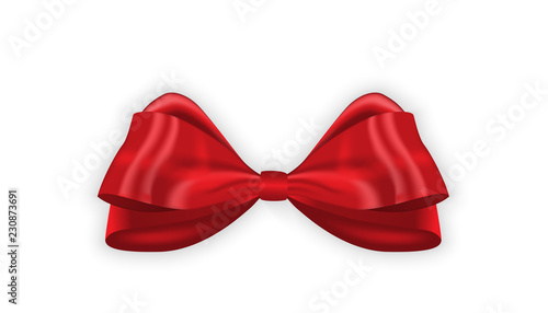 Colorful naturalistic 3D beautifully knotted bow. Vector Illustration