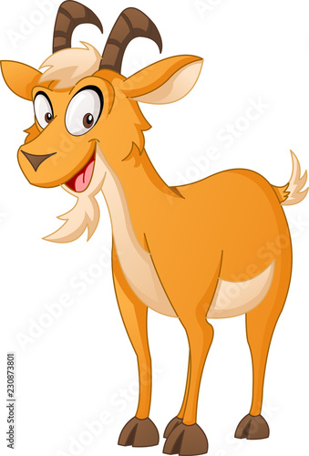 Cartoon cute goat. Vector illustration of funny happy animal.