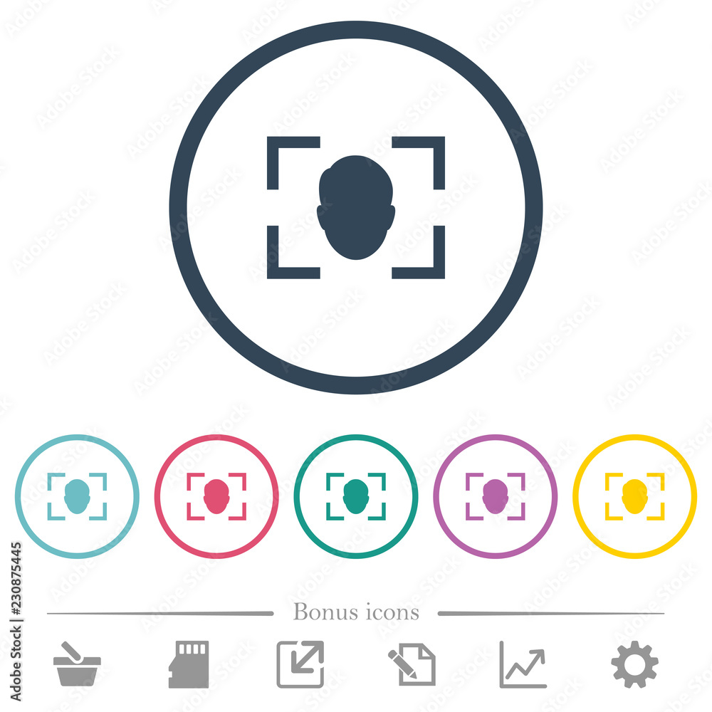 Camera selfie mode flat color icons in round outlines Camera selfie mode flat color icons in round outlines