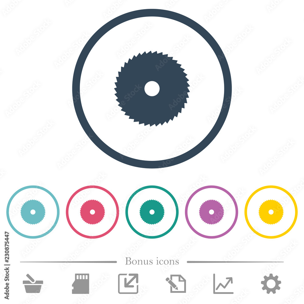 Circular saw flat color icons in round outlines Circular saw flat color icons in round outlines