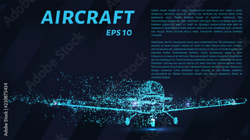 The plane of the blue glowing dots. Light aircraft front view.