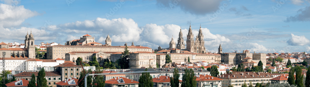 Santiago de Compostela wide panoramic view. Galicia, Spain. High resolution